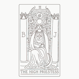 The High Priestess tarot card, line drawing