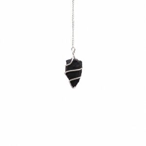 The Grounded Root: Raw Black Agate Pendulum